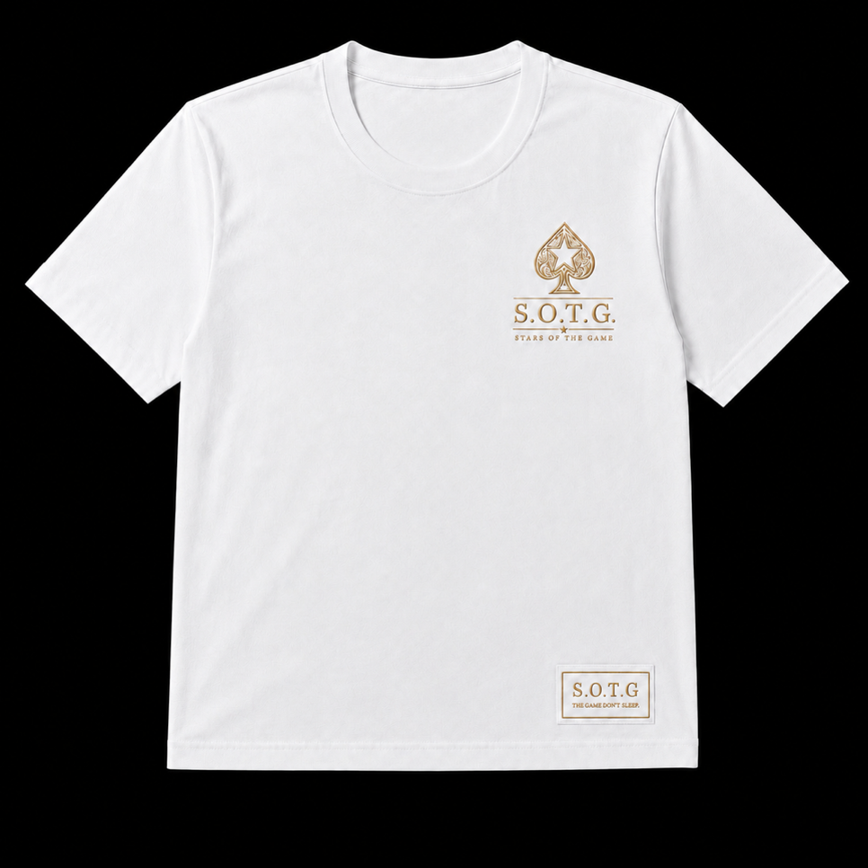 Stars of the Game Minimal Signature Tee — Black & White
