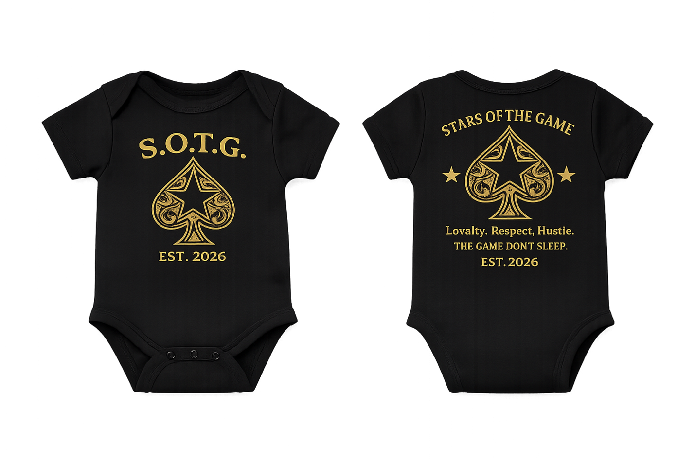 Stars of the Game Baby Onesie — Black & Gold