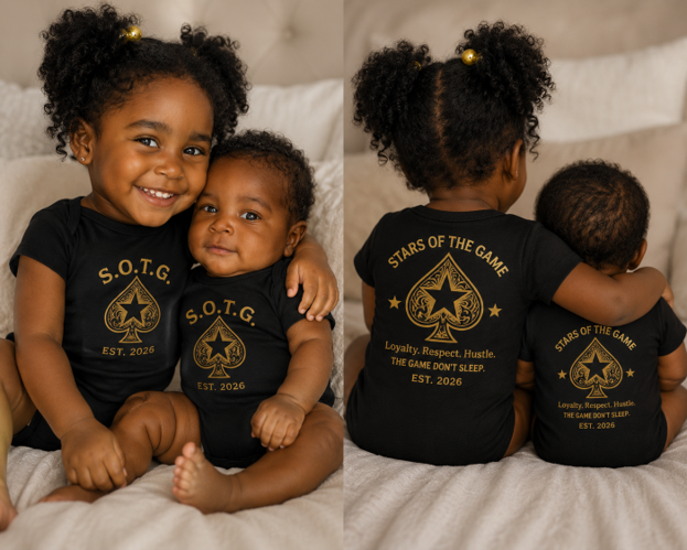 Stars of the Game Baby Onesie — Black & Gold