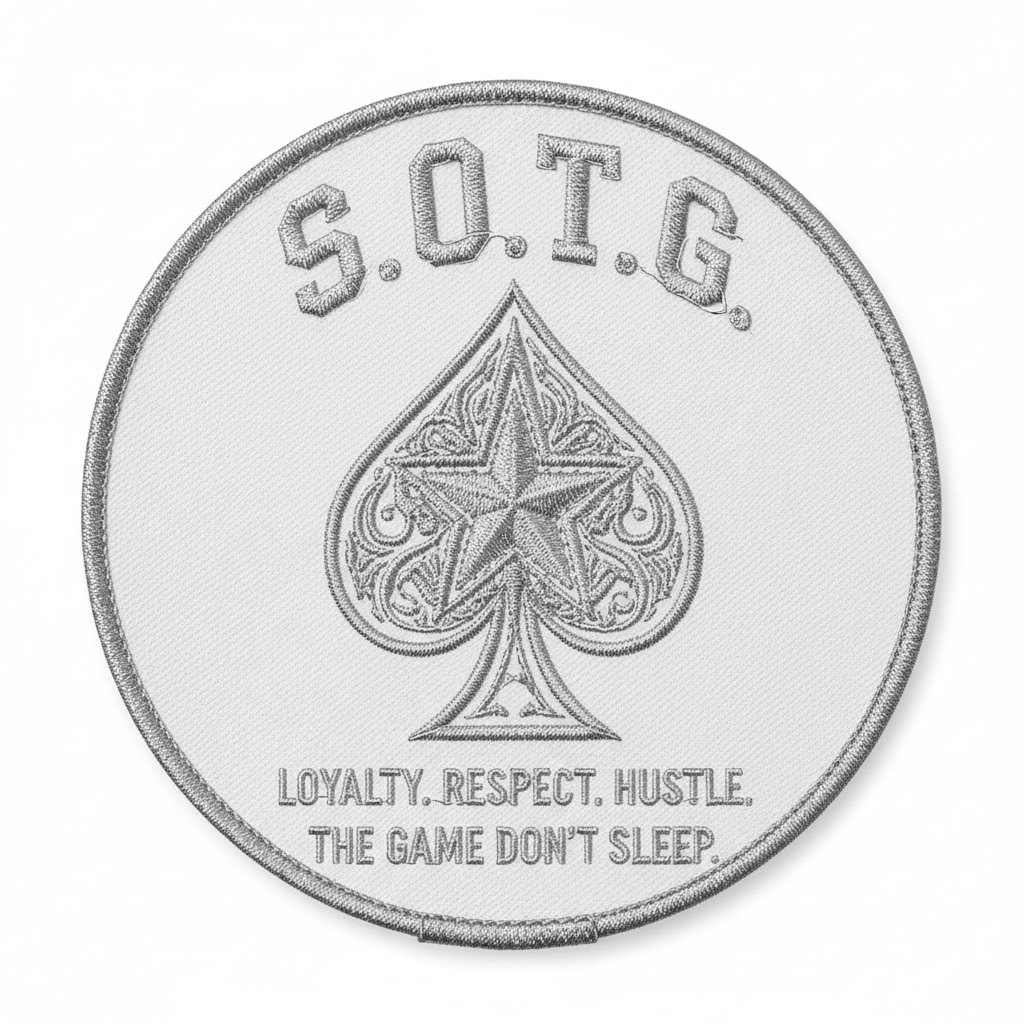 S.O.T.G. Embroidered Patch - White & Silver