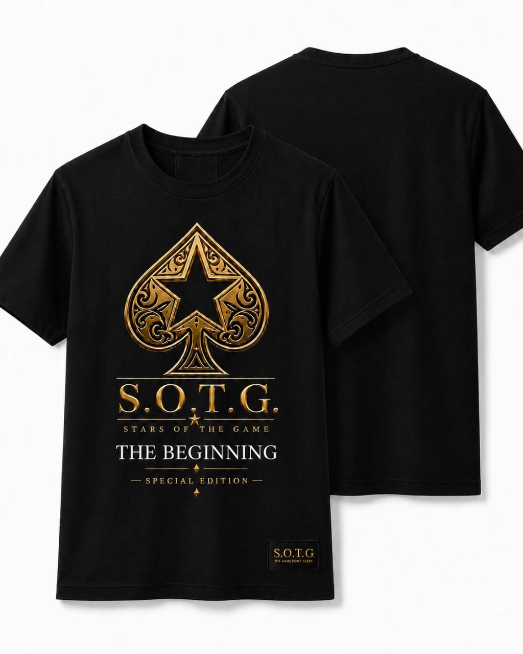 Stars of the Game “The Beginning” Special Edition Tee — Black & Gold